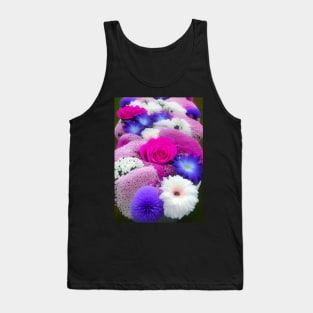 CUTE PINK AND PURPLE AND BLUE FLORAL PRINT Tank Top